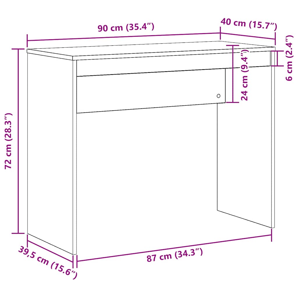 Schreibtisch Artisan-Eiche 90X40X72 Cm Holzwerkstoff