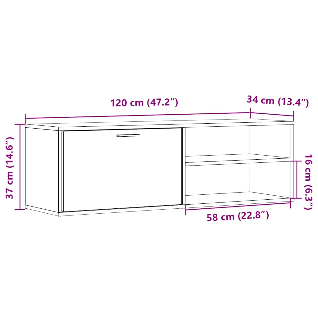 Tv-Schrank Artisan-Eiche 120X34X37 Cm Holzwerkstoff