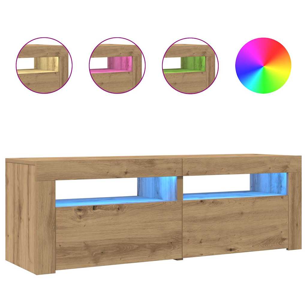 Tv-Schrank Mit Led Artisan-Eiche 120X35X40 Cm Holzwerkstoff