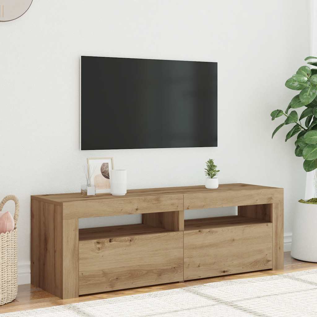 Tv-Schrank Mit Led Artisan-Eiche 120X35X40 Cm Holzwerkstoff