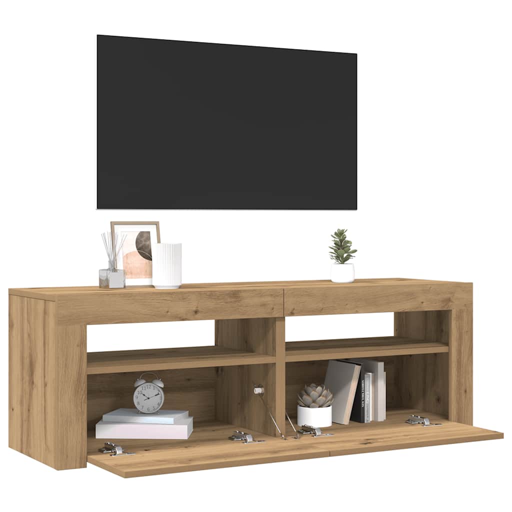 Tv-Schrank Mit Led Artisan-Eiche 120X35X40 Cm Holzwerkstoff