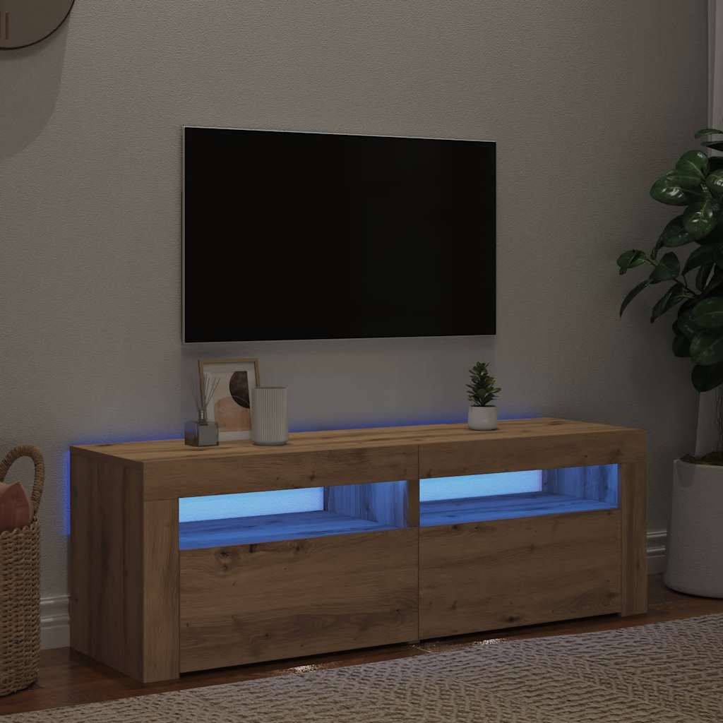 Tv-Schrank Mit Led Artisan-Eiche 120X35X40 Cm Holzwerkstoff