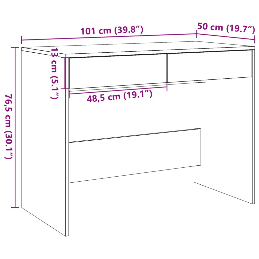 Schreibtisch Artisan-Eiche 101X50X76,5 Cm Holzwerkstoff