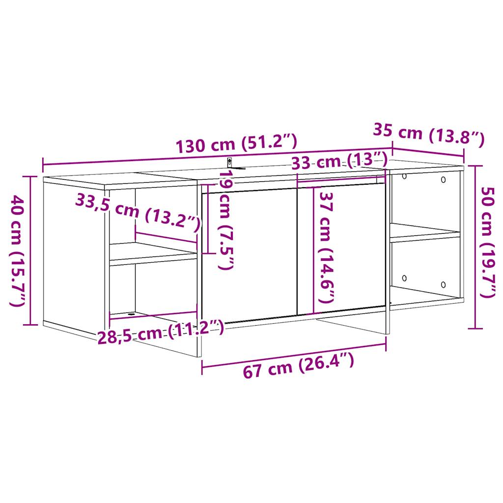 Tv-Schrank Artisan-Eiche 130X35X50 Cm Holzwerkstoff