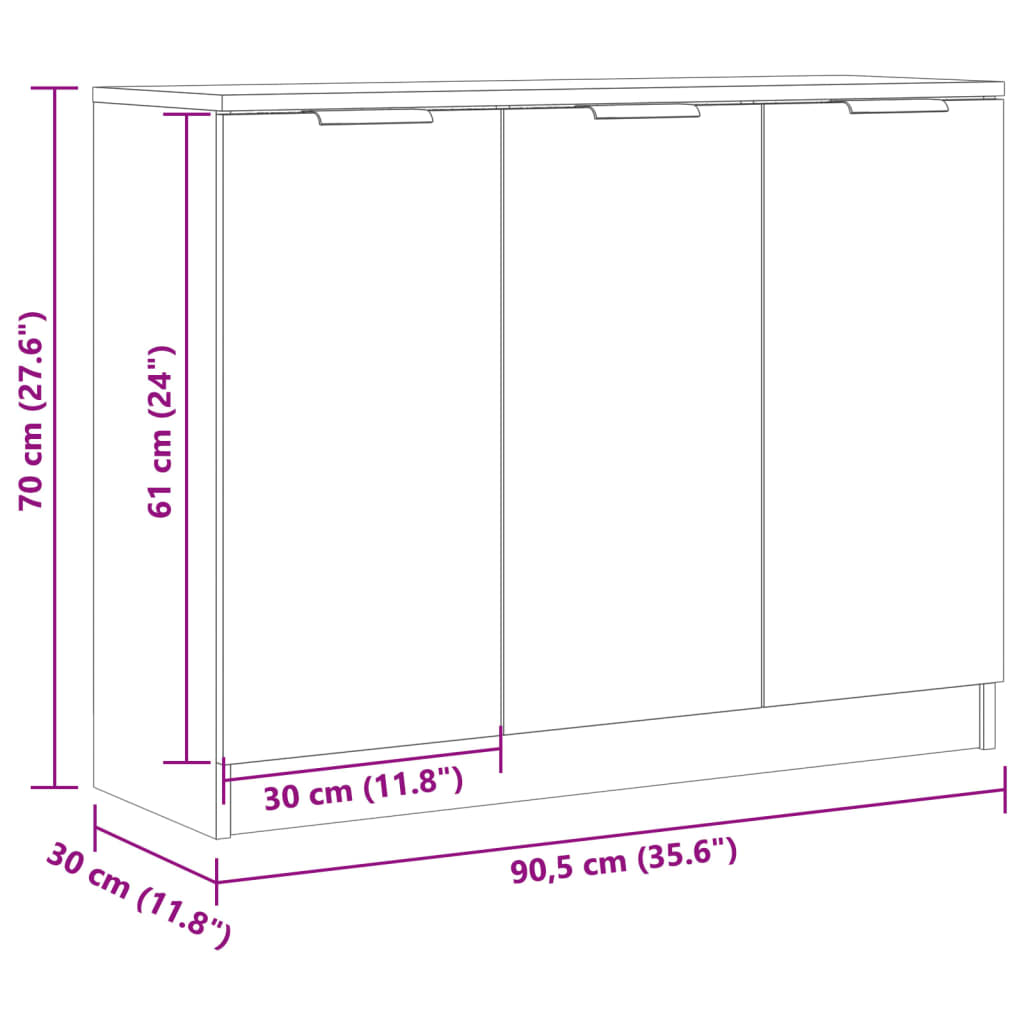 Sideboard Artisan-Eiche 90,5X30X70 Cm Holzwerkstoff