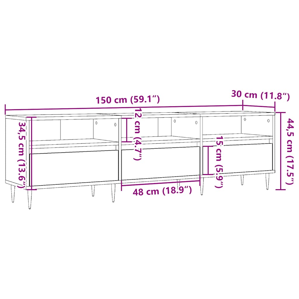 Tv-Schrank Artisan-Eiche 150X30X44,5 Cm Holzwerkstoff