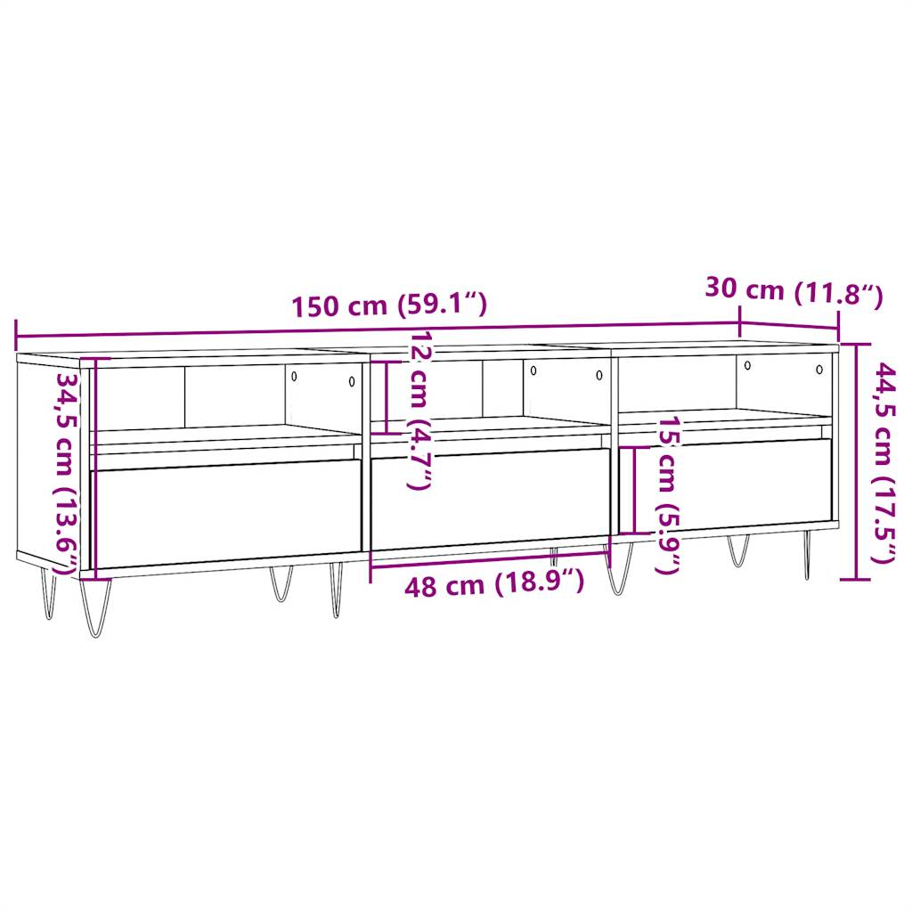 Tv-Schrank Artisan-Eiche 150X30X44,5 Cm Holzwerkstoff