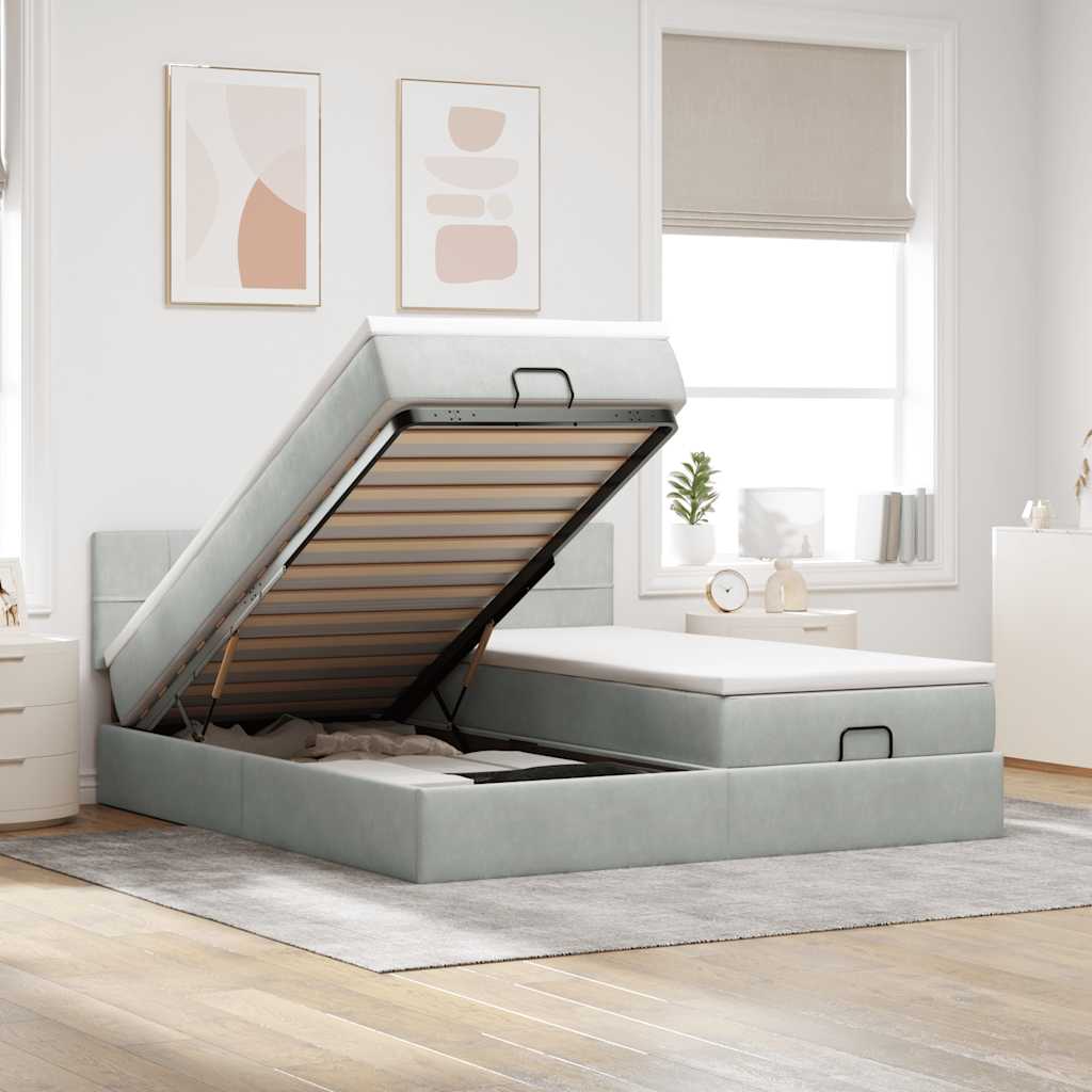 Ottoman-Bett Mit Matratzen & Leds Samt