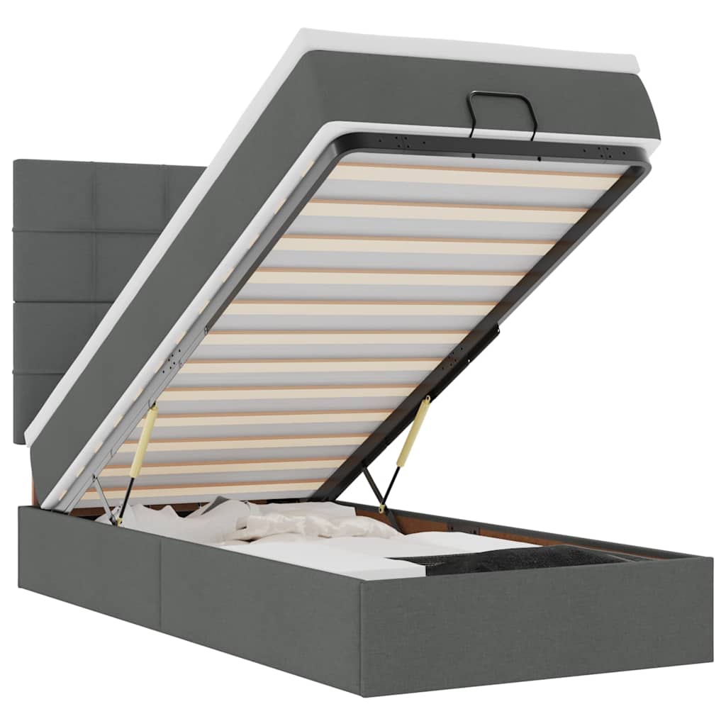 Ottomane Bett Mit Matratze & Leds Stoff Dunkelgrau