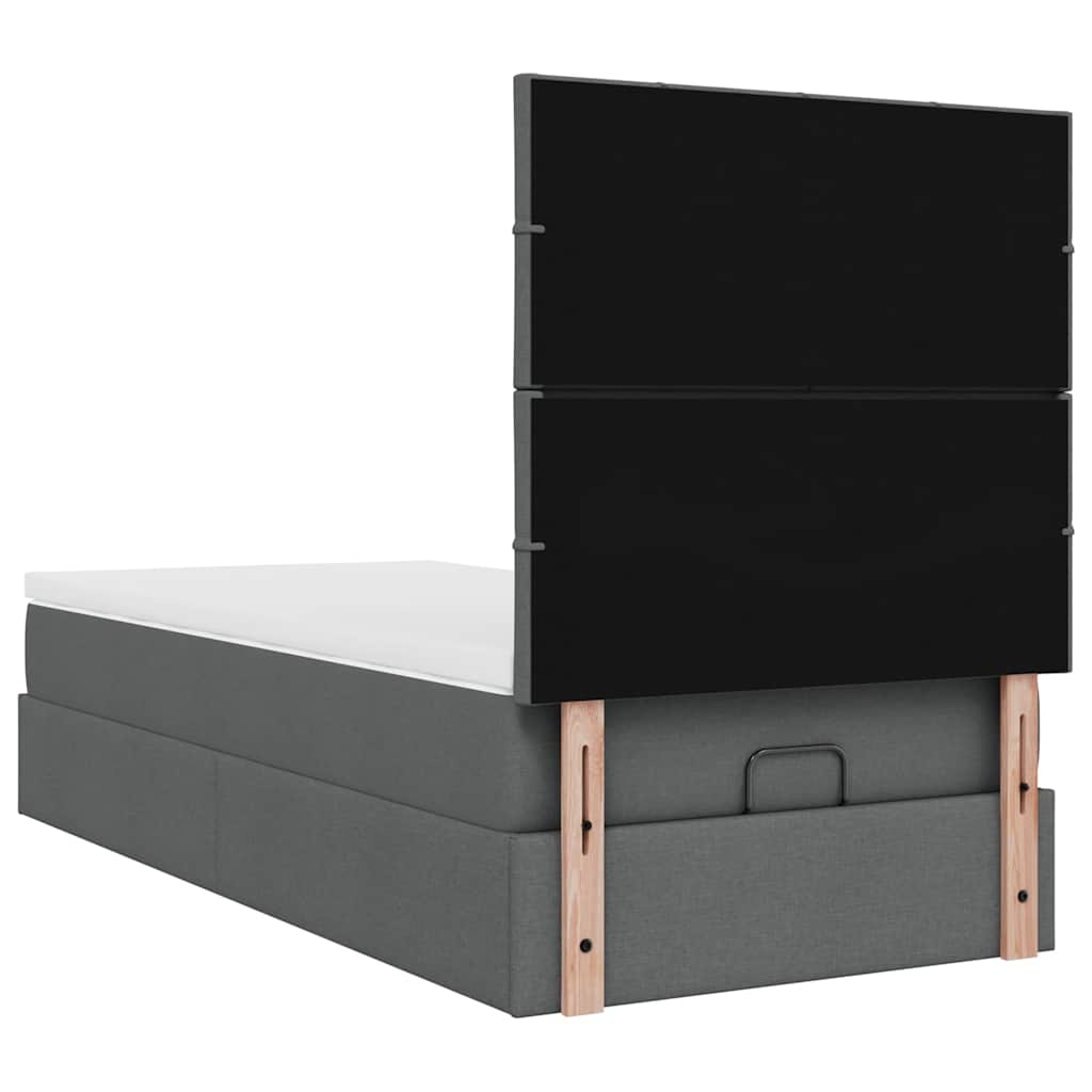 Ottomane Bett Mit Matratze & Leds Stoff Dunkelgrau