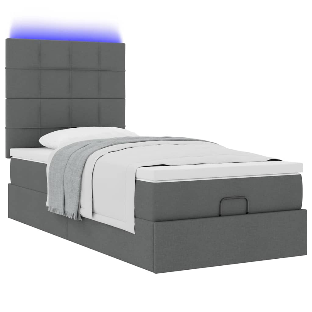 Ottomane Bett Mit Matratze & Leds Stoff Dunkelgrau