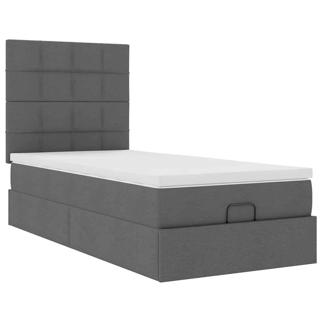 Ottomane Bett Mit Matratze & Leds Stoff Dunkelgrau