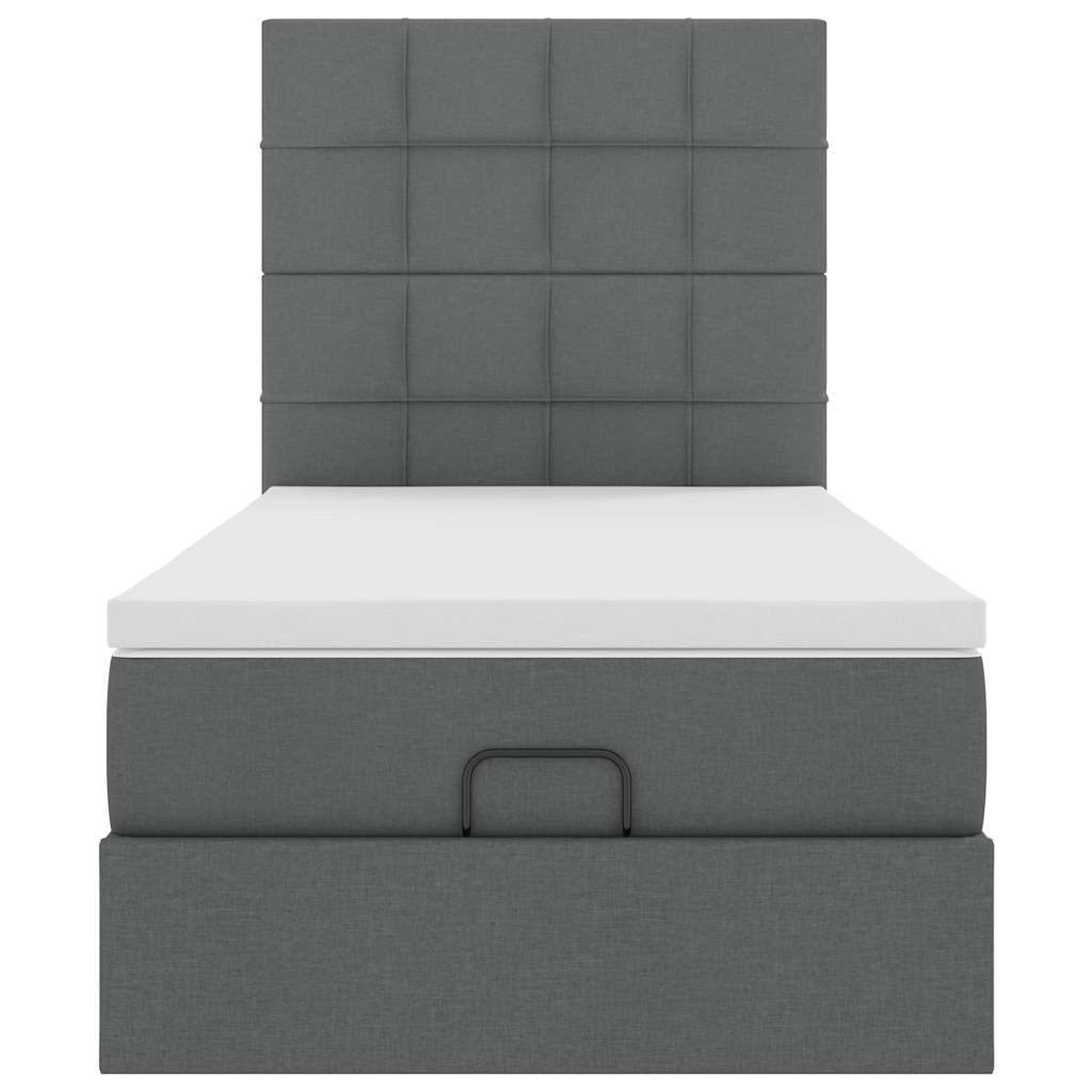 Ottomane Bett Mit Matratze & Leds Stoff Dunkelgrau