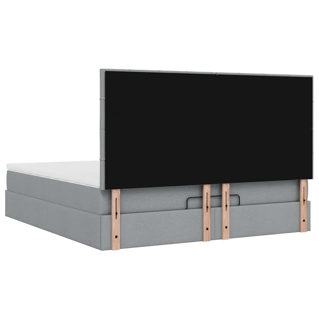 Ottoman-Bett Mit Matratze & Leds Stoff Hellgrau