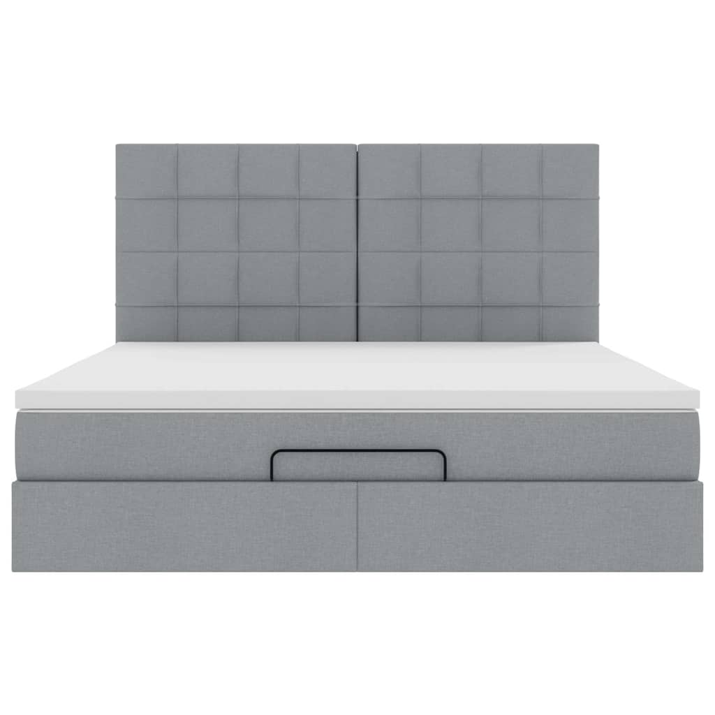 Ottoman-Bett Mit Matratze & Leds Stoff Hellgrau