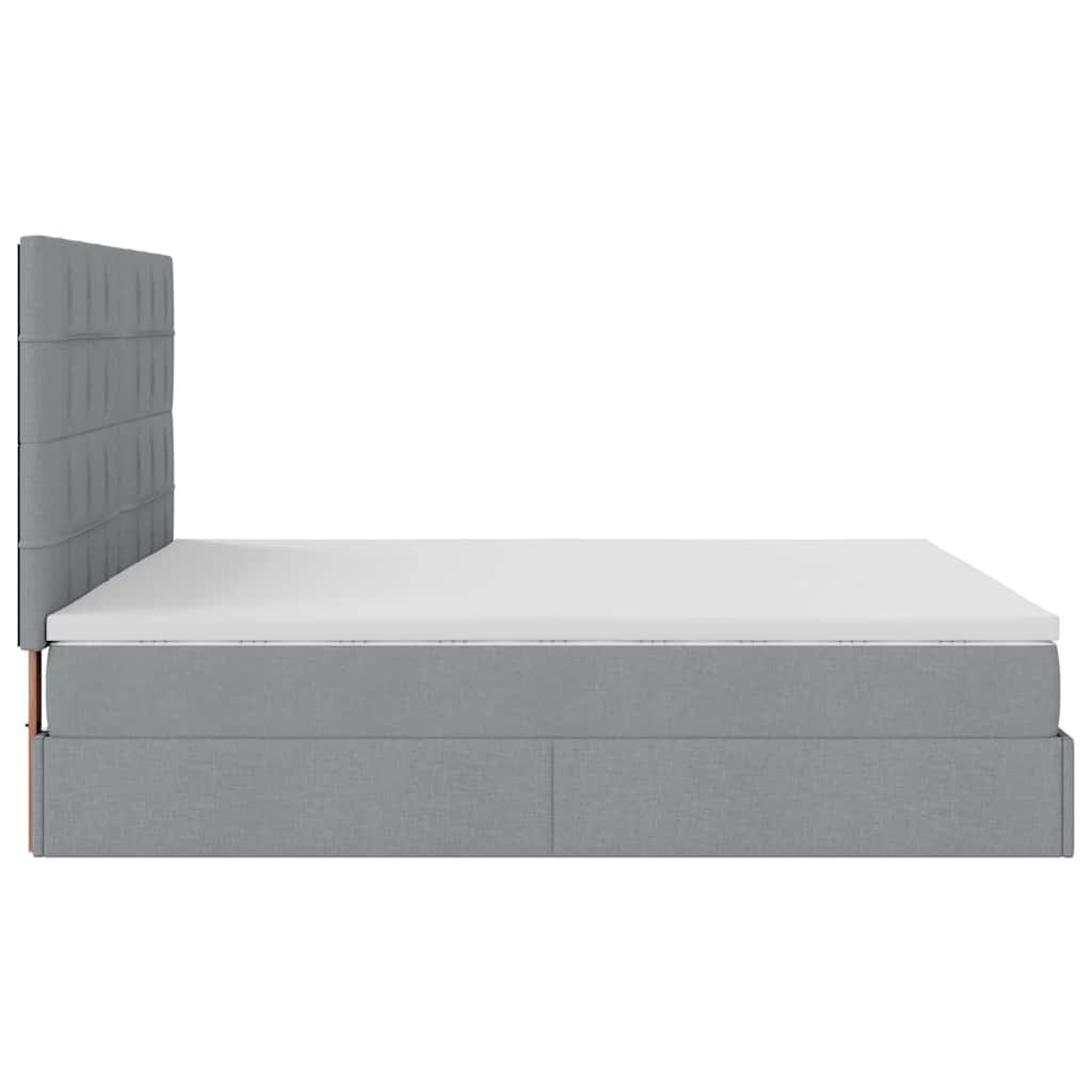 Ottoman-Bett Mit Matratze & Leds Stoff Hellgrau