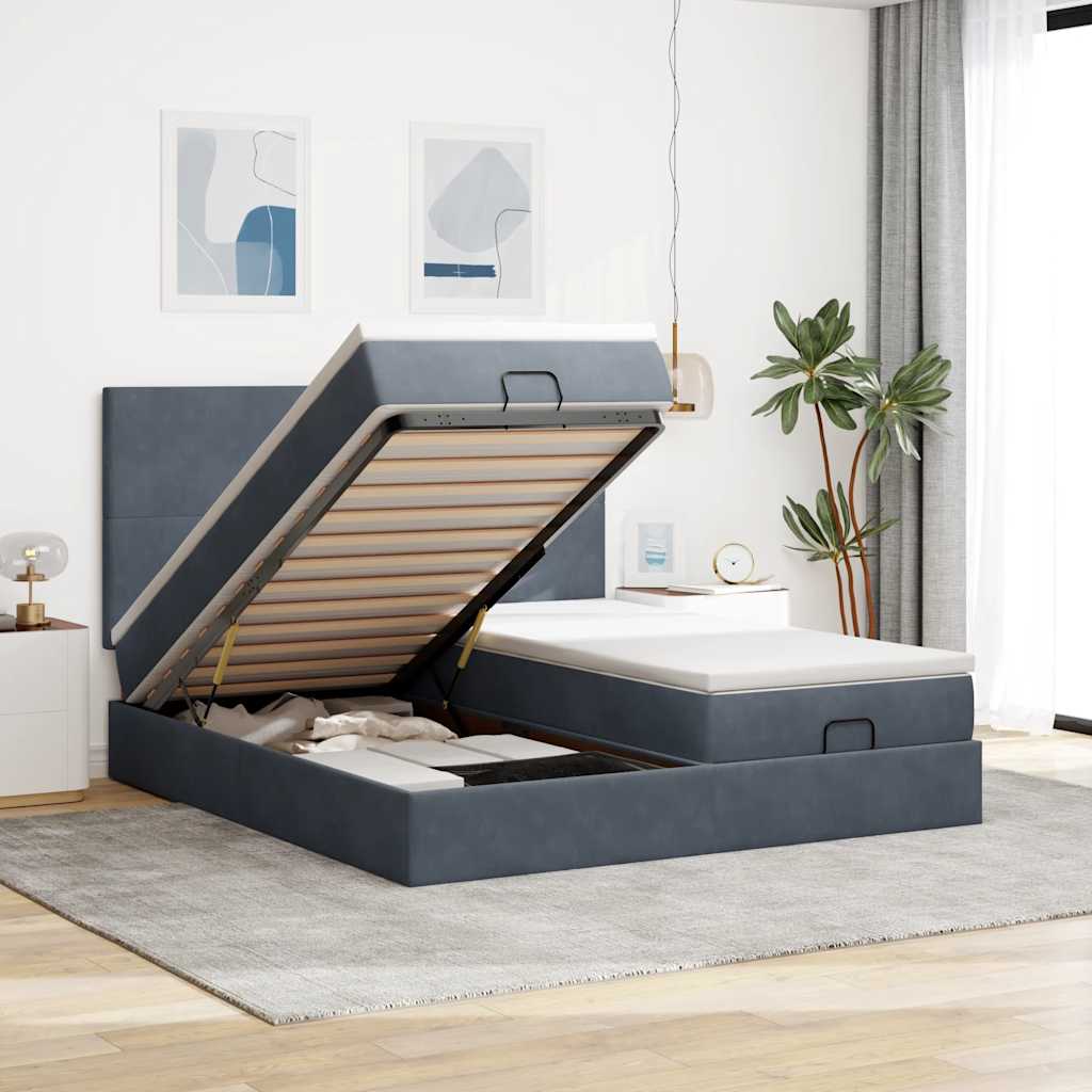 Ottoman-Bett Mit Matratzen & Leds Samt