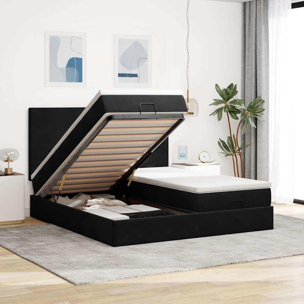 Ottoman-Bett Mit Matratzen & Leds Samt