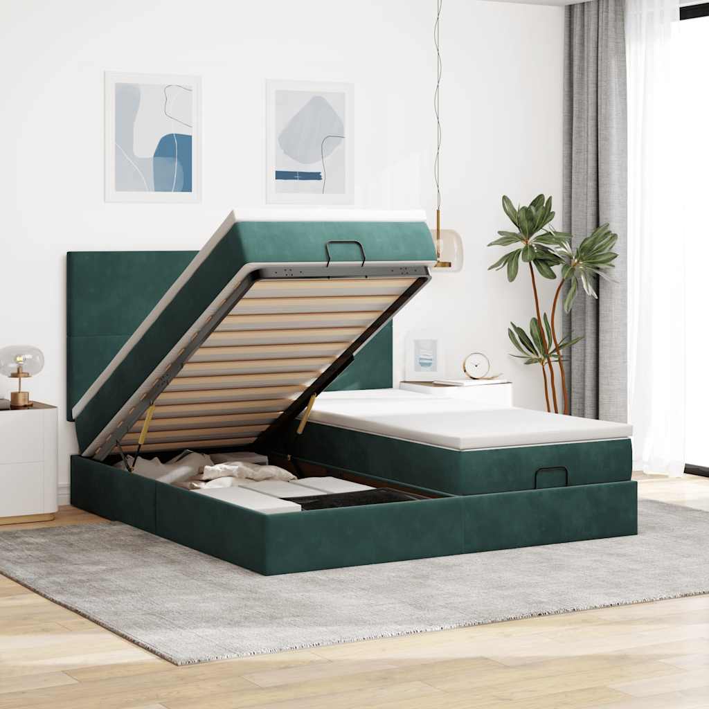 Ottoman-Bett Mit Matratzen & Leds Samt