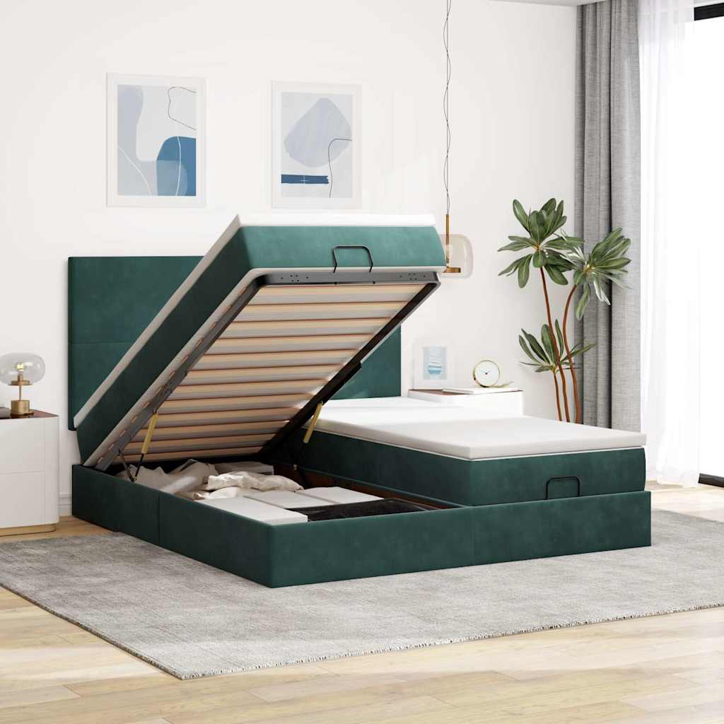 Ottoman-Bett Mit Matratzen & Leds Samt