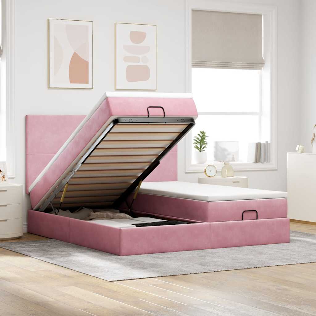 Ottoman-Bett Mit Matratzen & Leds Samt
