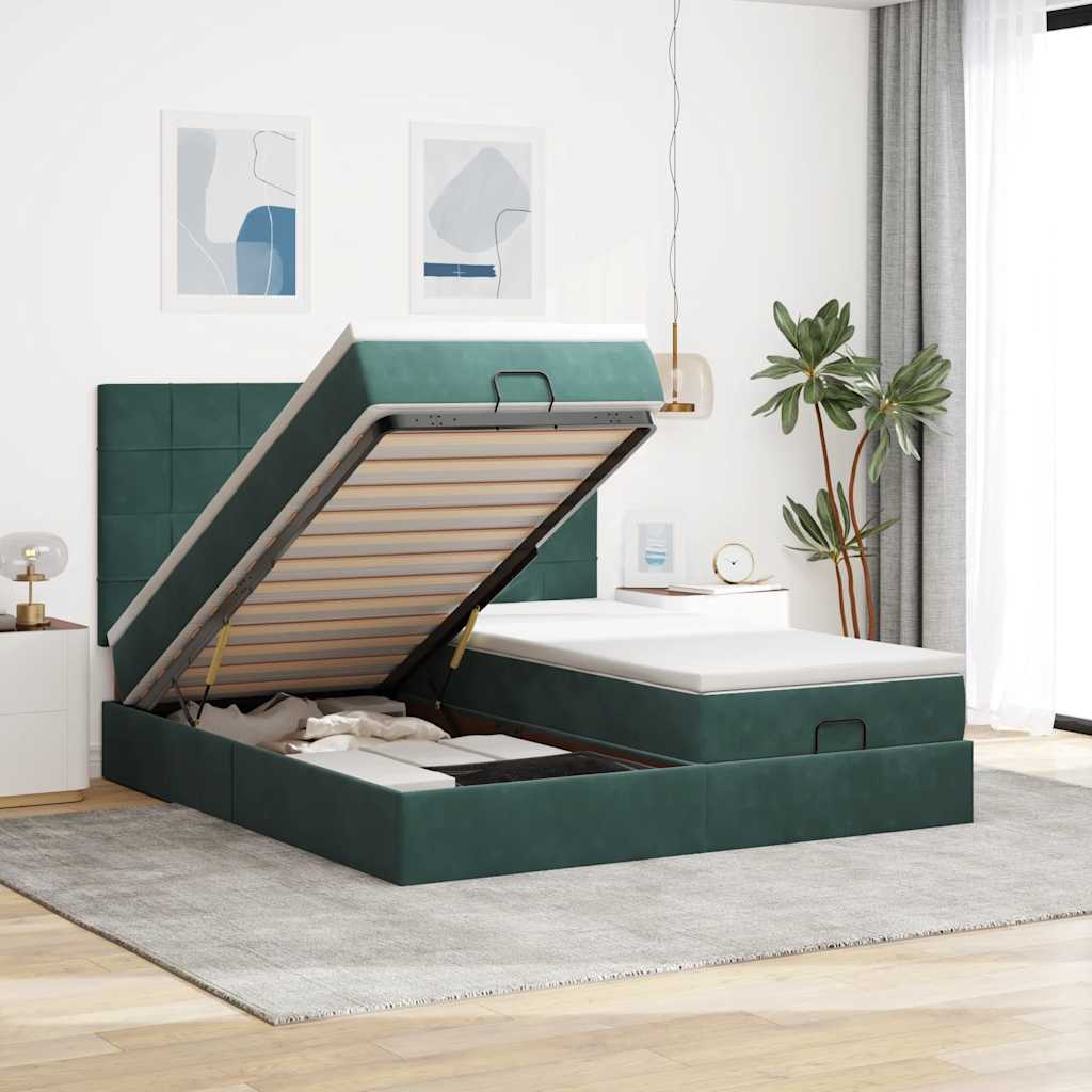 Ottoman-Bett Mit Matratzen & Leds Samt