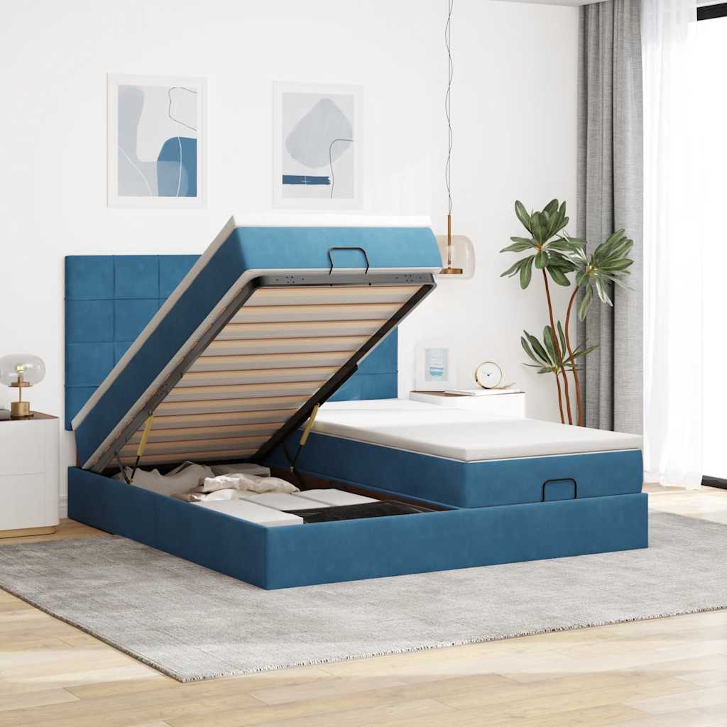 Ottoman-Bett Mit Matratzen & Leds Samt