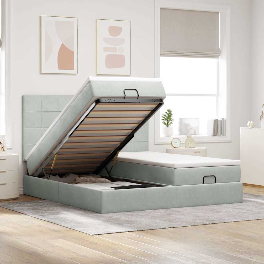 Ottoman-Bett Mit Matratzen & Leds Samt