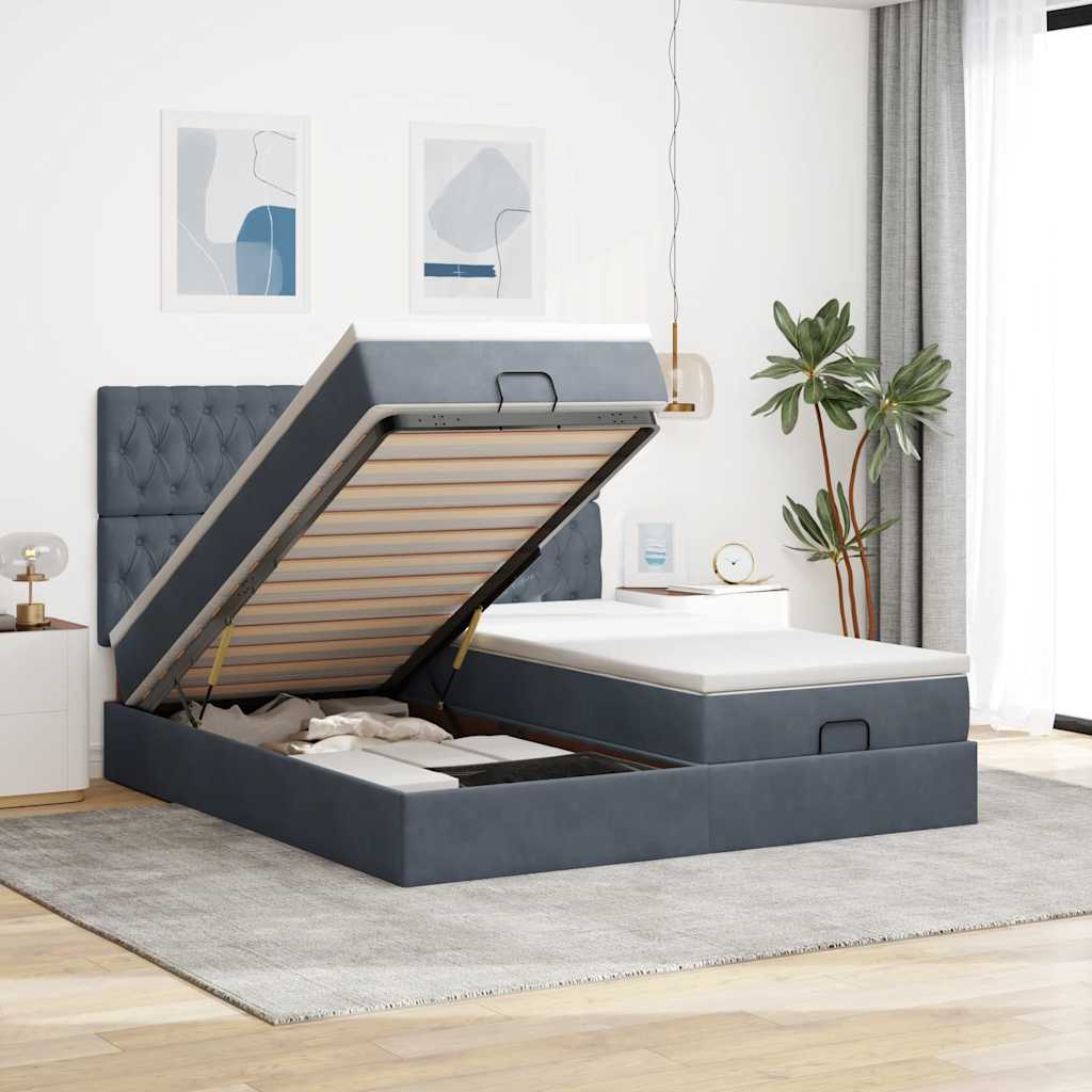 Ottoman-Bett Mit Matratzen & Leds Samt