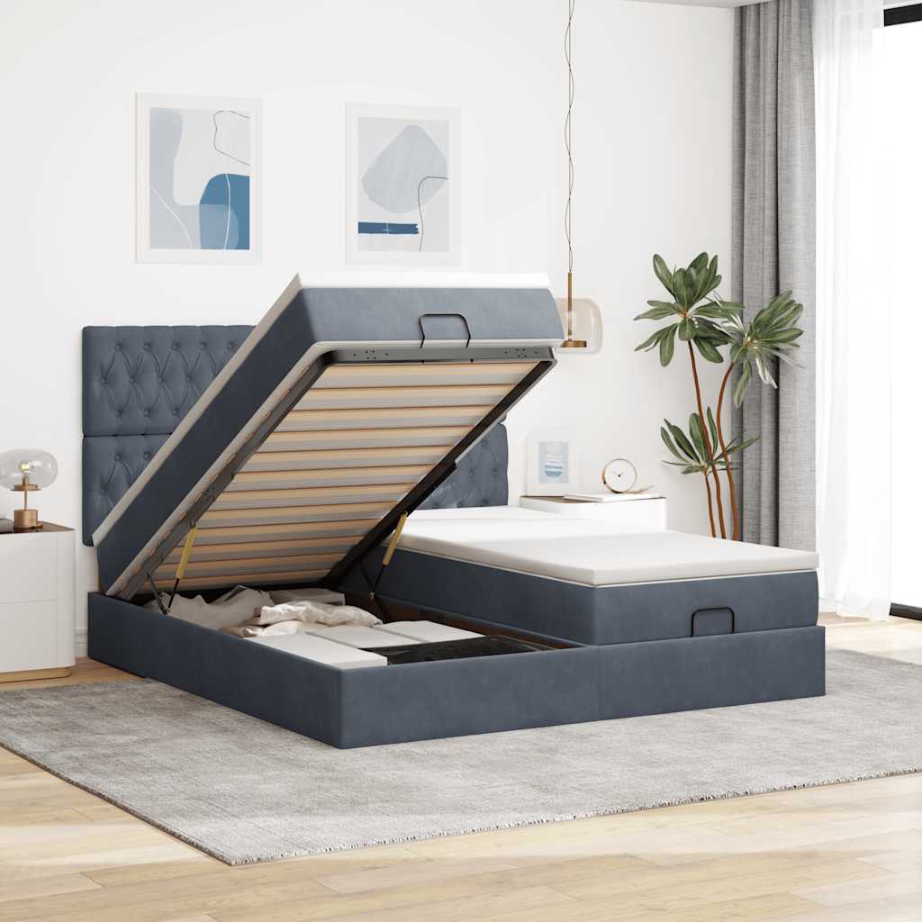 Ottoman-Bett Mit Matratzen & Leds Samt