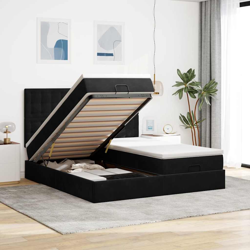 Ottoman-Bett Mit Matratzen & Leds Samt