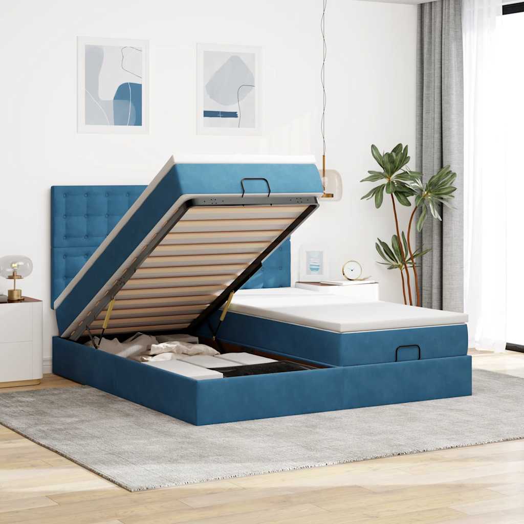 Ottoman-Bett Mit Matratzen & Leds Samt