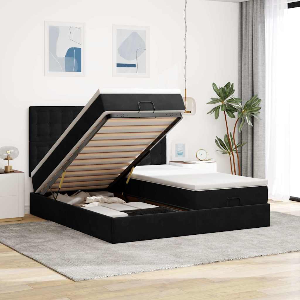 Ottoman-Bett Mit Matratzen & Leds Samt