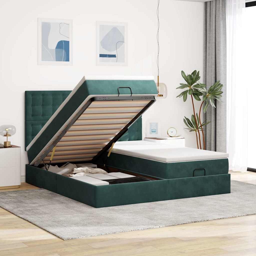 Ottoman-Bett Mit Matratzen & Leds Samt