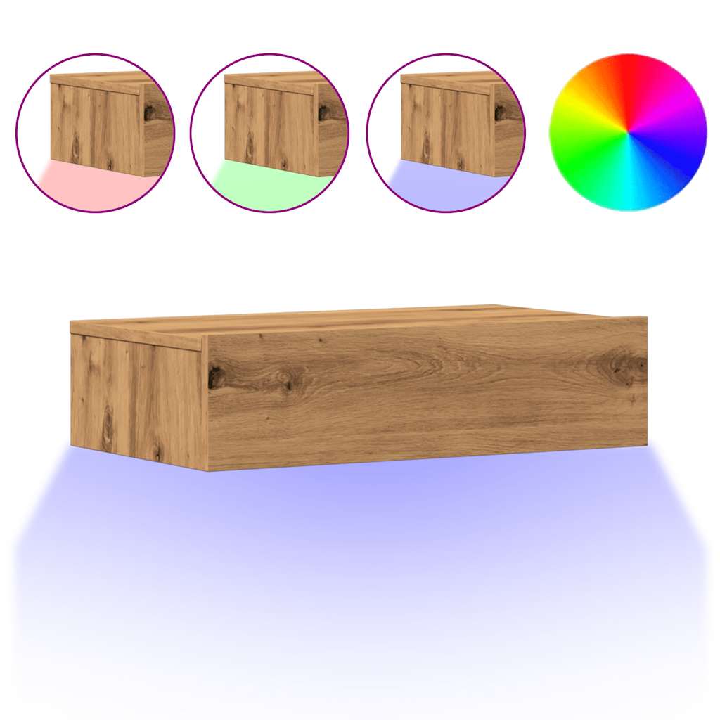 Tv-Schrank Mit Led-Leuchten Artisan-Eiche 60X35X15,5 Cm