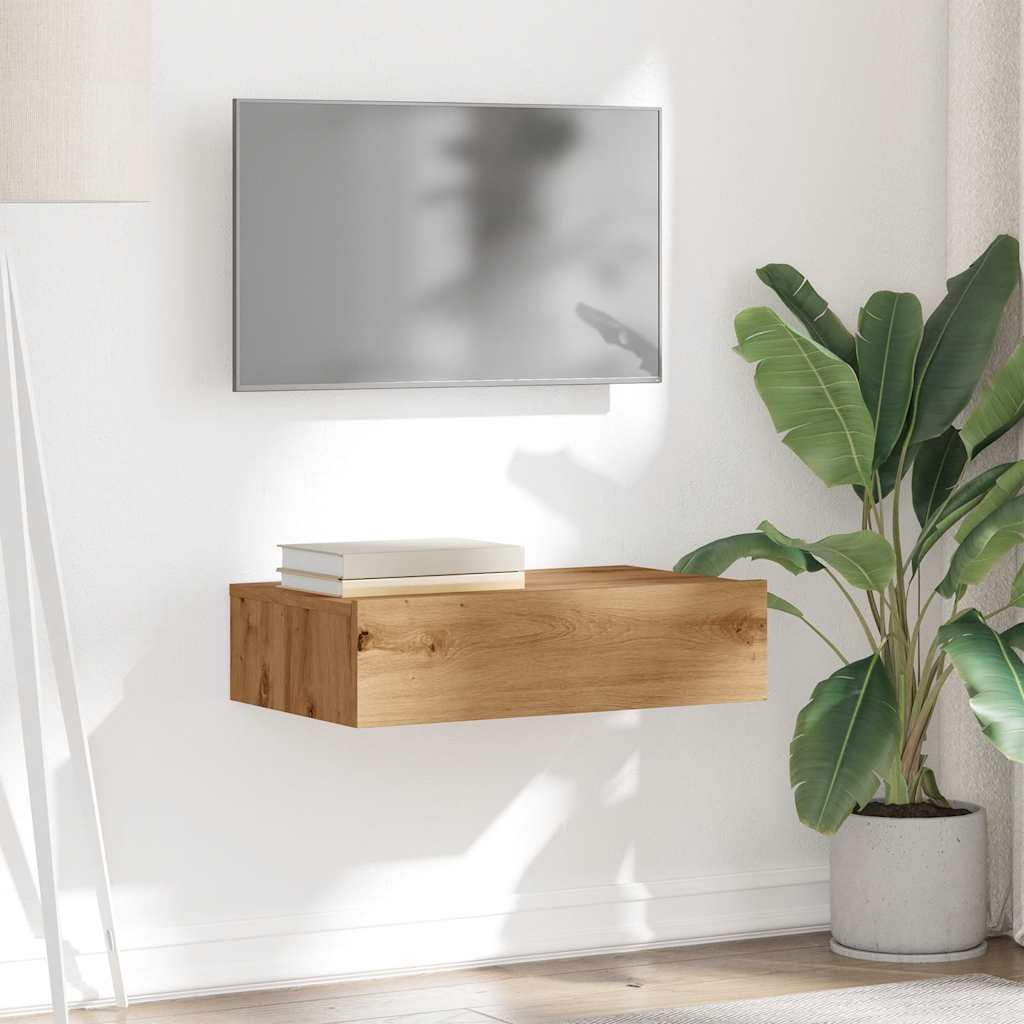 Tv-Schrank Mit Led-Leuchten Artisan-Eiche 60X35X15,5 Cm