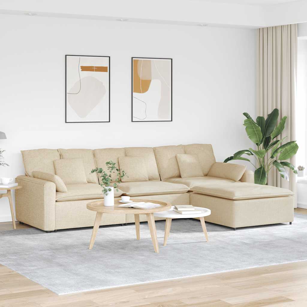 Modulares Sofa Mit Fußhocker Und Kissen