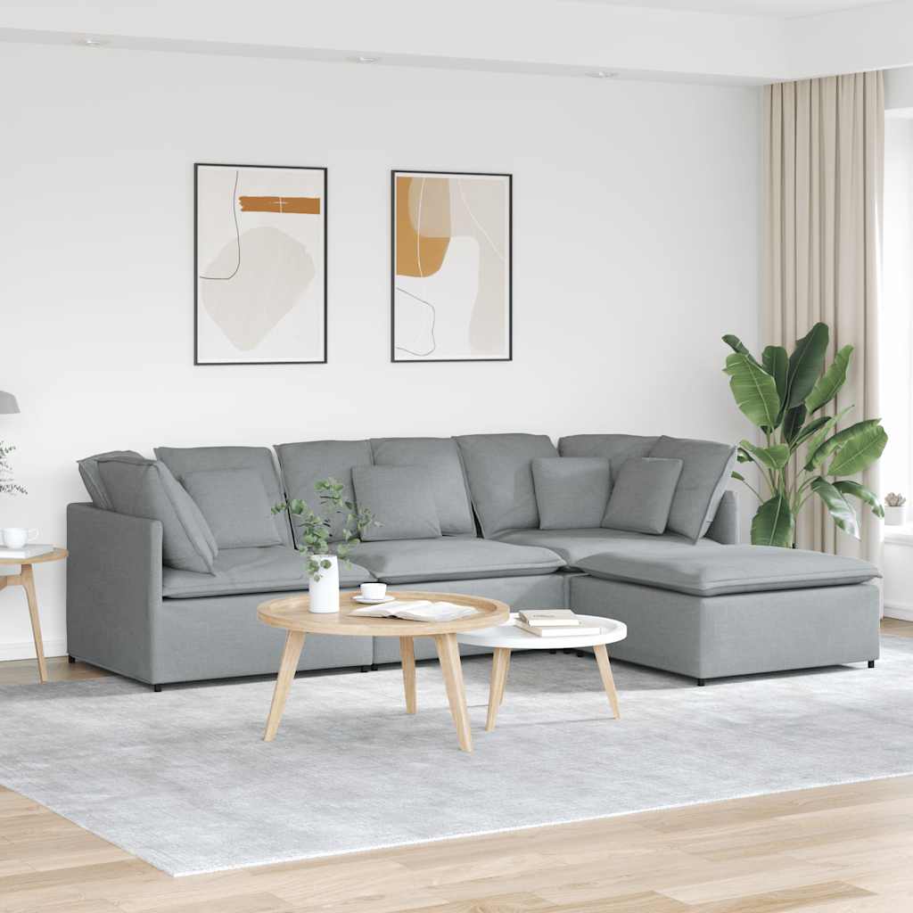 Modulares Sofa Mit Fußhocker Kissen Stoff