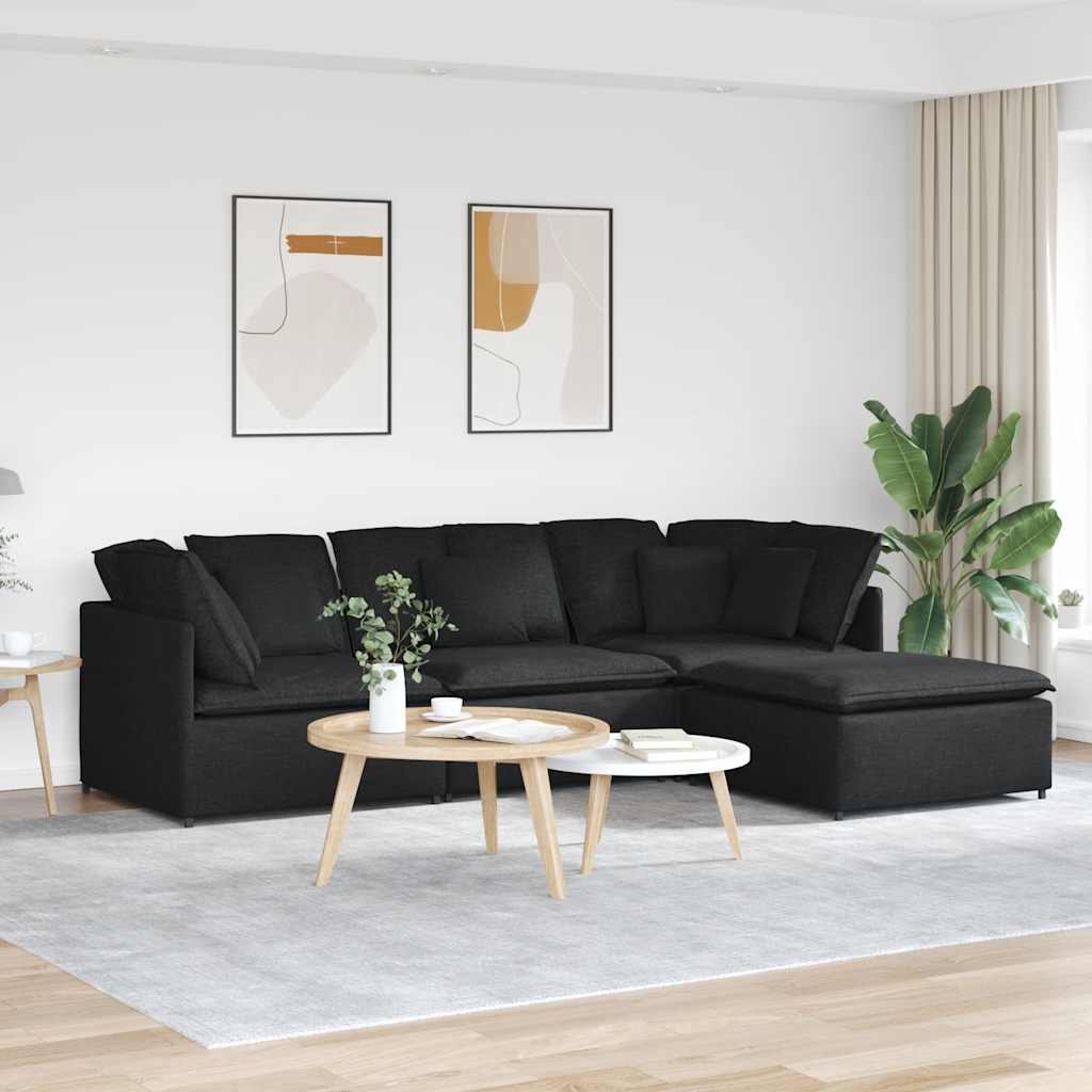 Modulares Sofa Mit Fußhocker Kissen Stoff
