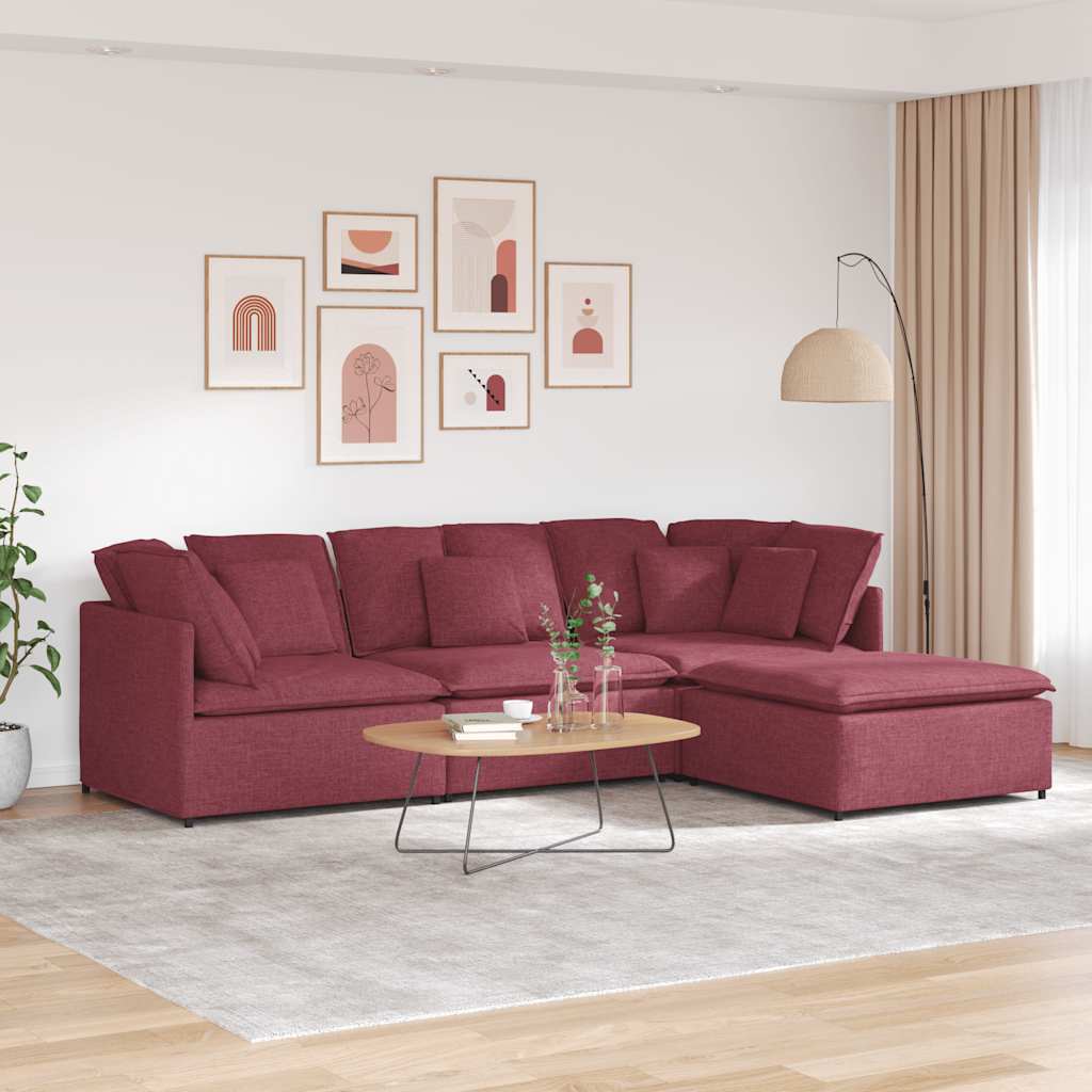 Modulares Sofa Mit Fußhocker Kissen Stoff