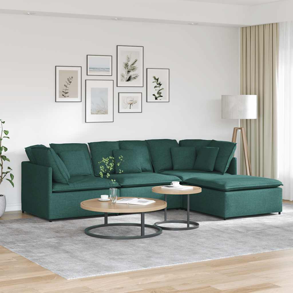 Modulares Sofa Mit Fußhocker Kissen Stoff