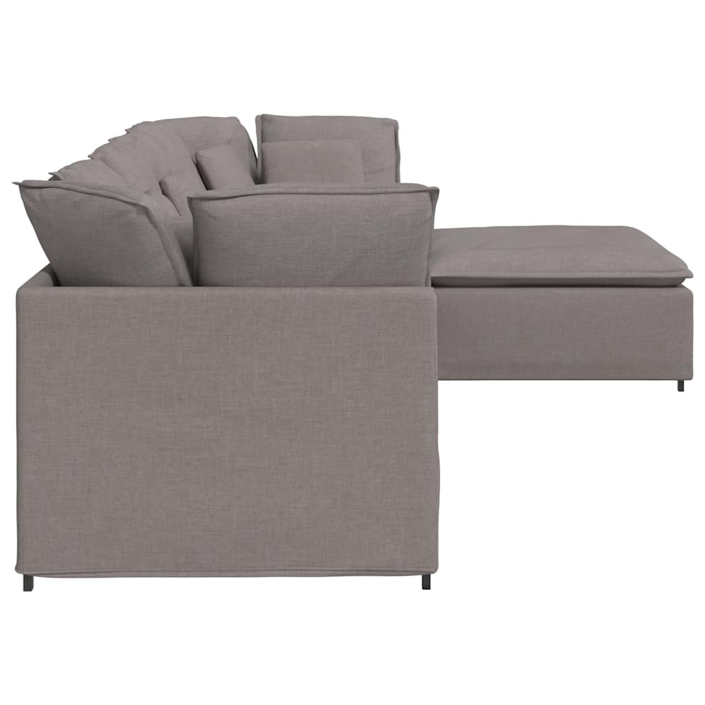 Modulares Sofa Mit Fußhocker Kissen Stoff