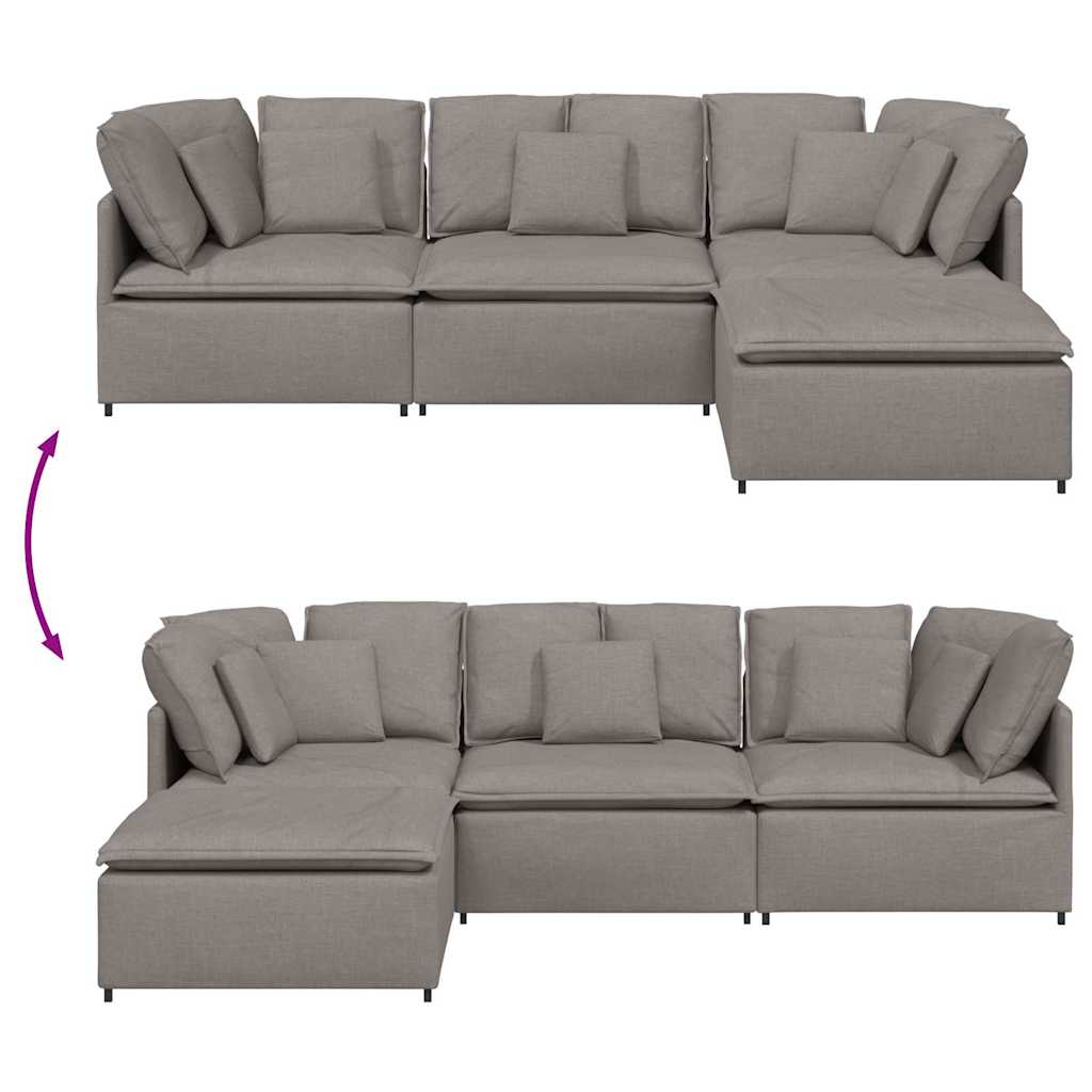 Modulares Sofa Mit Fußhocker Kissen Stoff