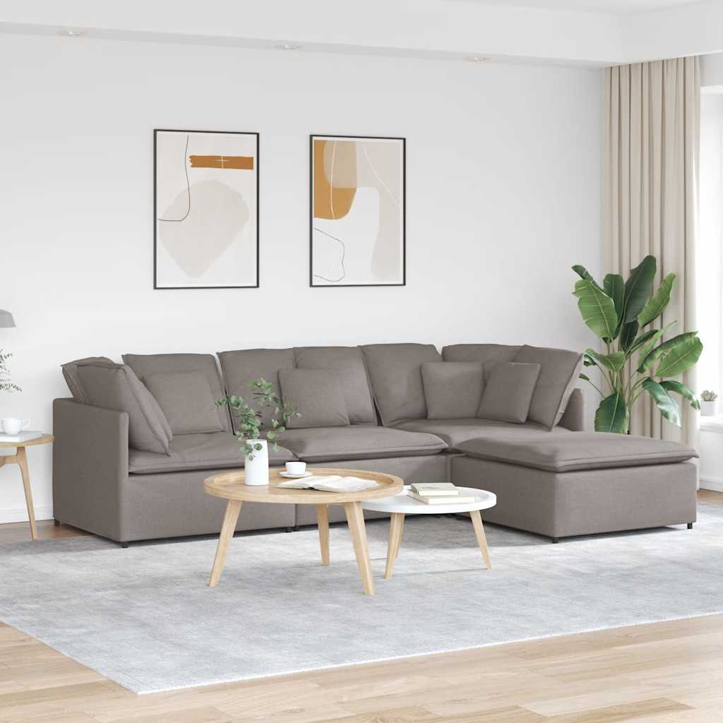 Modulares Sofa Mit Fußhocker Kissen Stoff