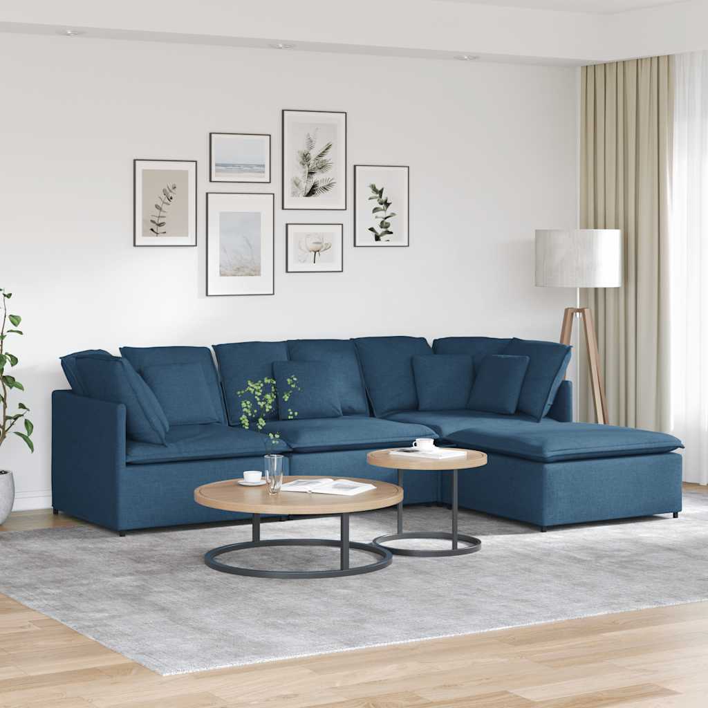 Modulares Sofa Mit Fußhocker Kissen Stoff