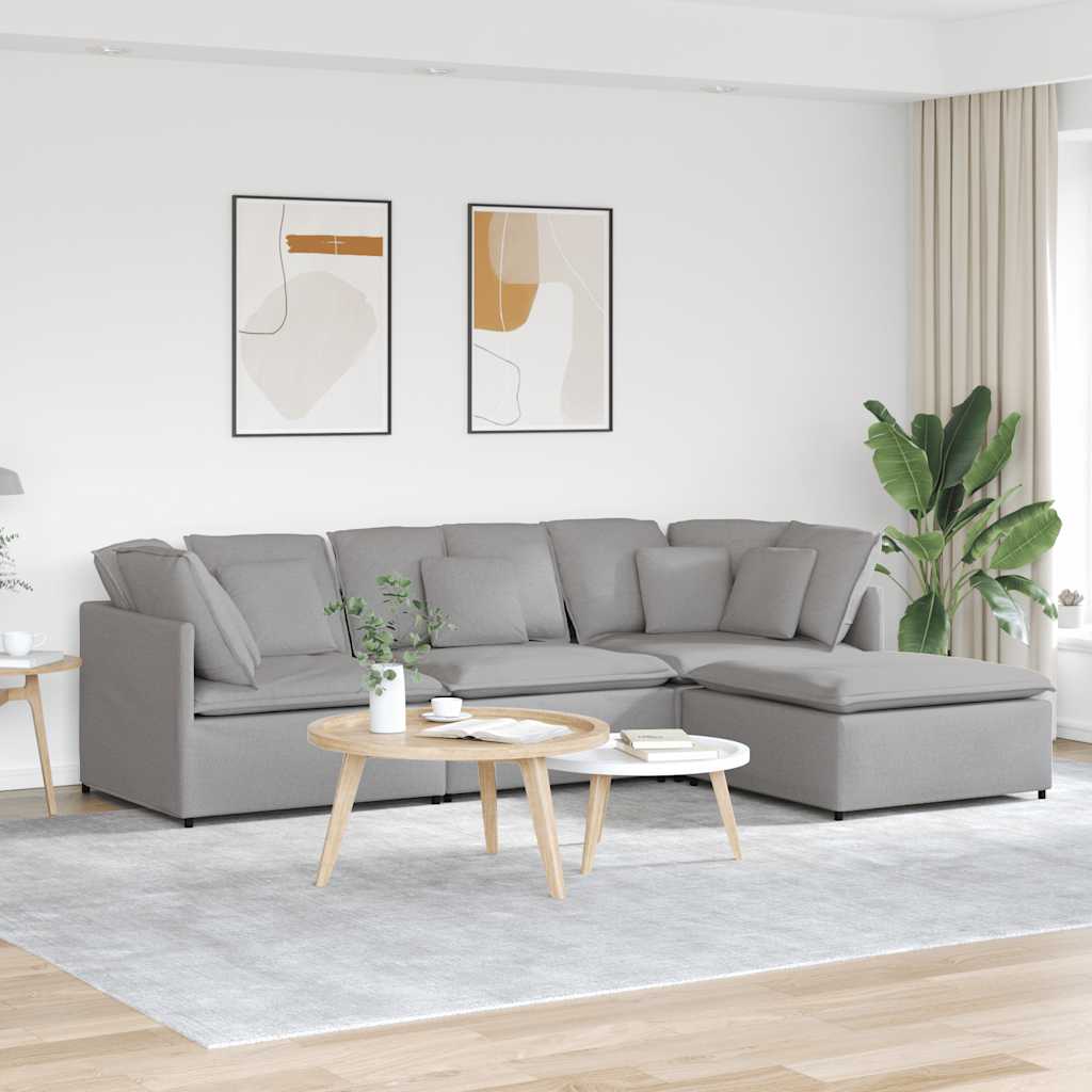 Modulares Sofa Mit Fußhocker Kissen Stoff