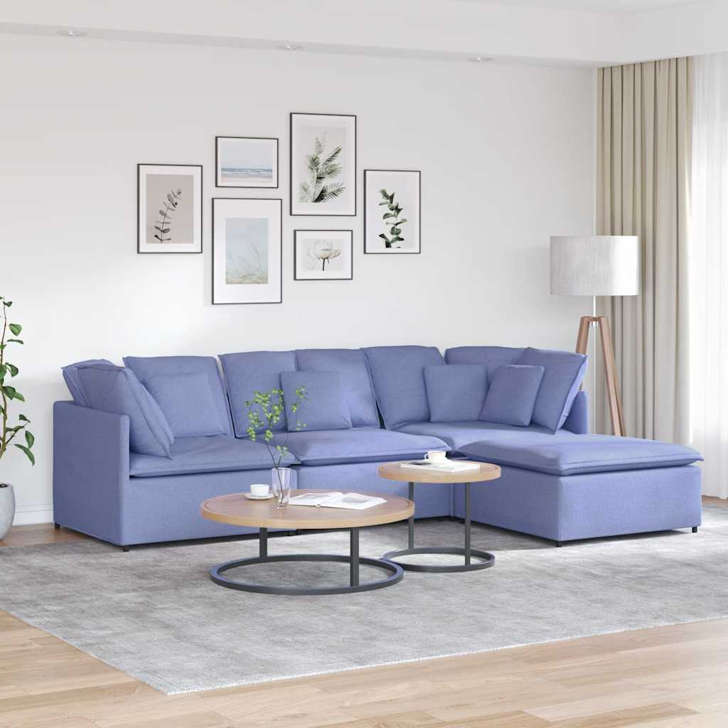 Modulares Sofa Mit Fußhocker Kissen Stoff