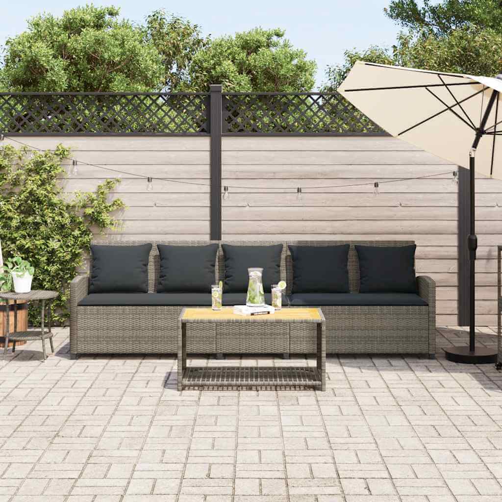 Gartensofa Mit Kissen Grau Poly Rattan