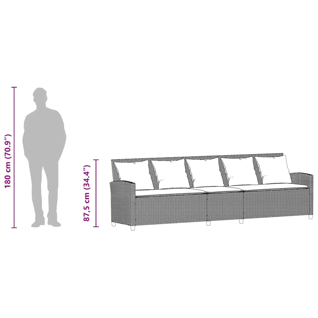 Gartensofa Mit Kissen Grau Poly Rattan