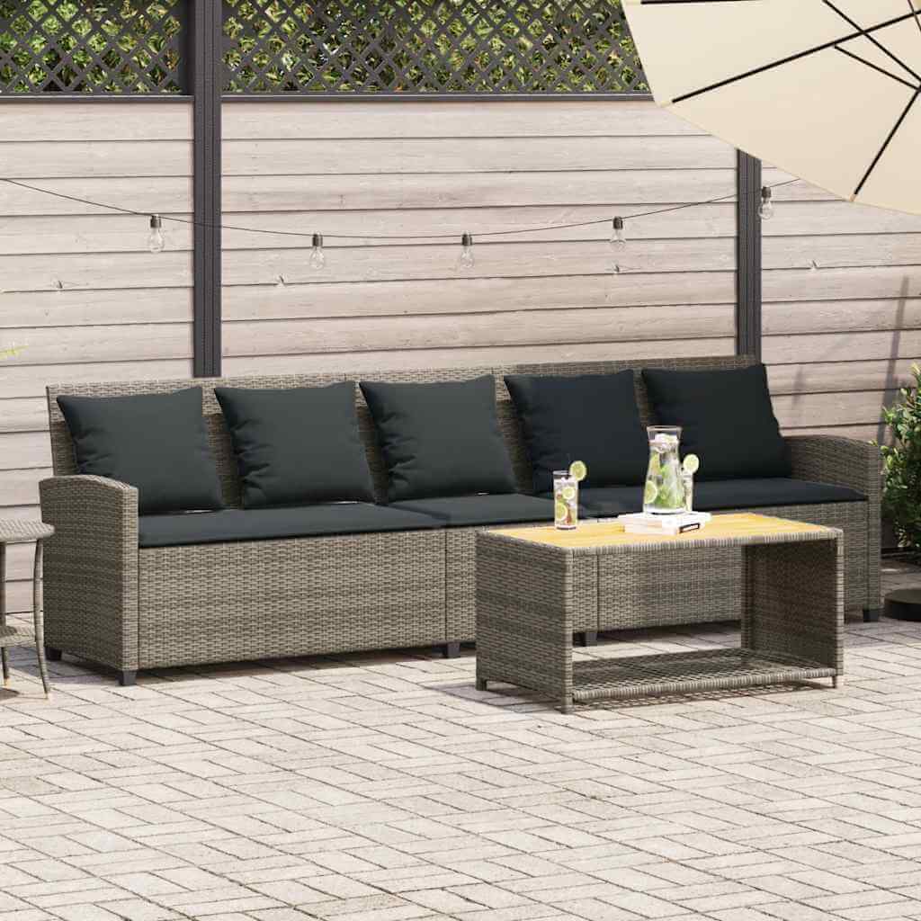 Gartensofa Mit Kissen Grau Poly Rattan